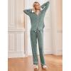 Ekouaer Women’s Pajamas Long Sleeve Sleepwear Casual Button Down Loungewear Soft Pjs Set S-XXL(Dark Green)