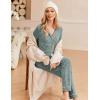 Ekouaer Women’s Pajamas Long Sleeve Sleepwear Casual Button Down Loungewear Soft Pjs Set S-XXL(Dark Green)
