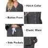 Ekouaer Women’s Pajamas Long Sleeve Sleepwear Casual Button Down Loungewear Soft Pjs Set S-XXL(Dark Grey)