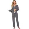Ekouaer Women’s Pajamas Long Sleeve Sleepwear Casual Button Down Loungewear Soft Pjs Set S-XXL(Flower Grey)
