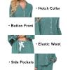 Ekouaer Women’s Pajamas Long Sleeve Sleepwear Casual Button Down Loungewear Soft Pjs Set S-XXL(Green)