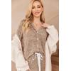 Ekouaer Women’s Pajamas Long Sleeve Sleepwear Casual Button Down Loungewear Soft Pjs Set S-XXL(Light Brown)
