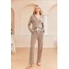 Ekouaer Women’s Pajamas Long Sleeve Sleepwear Casual Button Down Loungewear Soft Pjs Set S-XXL(Light Brown)