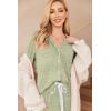 Ekouaer Women’s Pajamas Long Sleeve Sleepwear Casual Button Down Loungewear Soft Pjs Set S-XXL(Light Green)