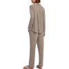 Ekouaer Women’s Pajamas Long Sleeve Sleepwear Casual Button Down Loungewear Soft Pjs Set S-XXL(Light Grey Khaki)