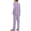 Ekouaer Women’s Pajamas Long Sleeve Sleepwear Casual Button Down Loungewear Soft Pjs Set S-XXL(Light Purple)