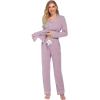 Ekouaer Women’s Pajamas Long Sleeve Sleepwear Casual Button Down Loungewear Soft Pjs Set S-XXL(Pink)