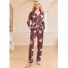 Ekouaer Women’s Pajamas Long Sleeve Sleepwear Casual Button Down Loungewear Soft Pjs Set S-XXL(Red Floral)