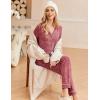 Ekouaer Women’s Pajamas Long Sleeve Sleepwear Casual Button Down Loungewear Soft Pjs Set S-XXL(Wine)