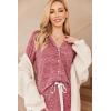 Ekouaer Women’s Pajamas Long Sleeve Sleepwear Casual Button Down Loungewear Soft Pjs Set S-XXL(Wine)