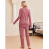 Ekouaer Women’s Pajamas Long Sleeve Sleepwear Casual Button Down Loungewear Soft Pjs Set S-XXL(Wine)