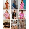 Ekouaer Womens Silk Satin Pajama Sets Soft Short Sleeve Button Down Sleepwear Top and Shorts 2 Piece Pjs Lounge Set(Bow Knot Pink Red)
