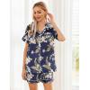 Ekouaer Womens Silk Satin Pajama Sets Soft Short Sleeve Button Down Sleepwear Top and Shorts 2 Piece Pjs Lounge Set(Floral Navy White)