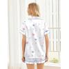 Ekouaer Womens Silk Satin Pajama Sets Soft Short Sleeve Button Down Sleepwear Top and Shorts 2 Piece Pjs Lounge Set(White Floral)