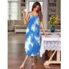 Ekouaer Women’s Sleeveless Nightgown Long Nightgowns for Women Full Slip Soft Nightshirt Wide Strap Sleepwear Lounge Dresses(Blue Tie Dye)