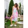 Ekouaer Women’s Sleeveless Nightgown Long Nightgowns for Women Full Slip Soft Nightshirt Wide Strap Sleepwear Lounge Dresses(Pink Tie Dye)