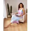 Ekouaer Women’s Sleeveless Nightgown Long Nightgowns for Women Full Slip Soft Nightshirt Wide Strap Sleepwear Lounge Dresses(Pink Tie Dye)