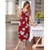 Ekouaer Women’s Sleeveless Nightgown Long Nightgowns for Women Full Slip Soft Nightshirt Wide Strap Sleepwear Lounge Dresses(Red Floral)