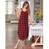 Ekouaer Women’s Sleeveless Nightgown Long Nightgowns for Women Full Slip Soft Nightshirt Wide Strap Sleepwear Lounge Dresses(Red Plaid)