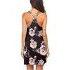 Ekouaer Women’s V Neck Sleeveless Nightgown(Black Floral)