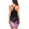 Ekouaer Women’s V Neck Sleeveless Nightgown(Black Pink Flower)