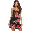Ekouaer Women’s V Neck Sleeveless Nightgown(Black Red Floral)
