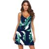 Ekouaer Women’s V Neck Sleeveless Nightgown(Navy Leaf)