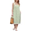 Ekouaer Nightgowns for Women Sleeveless Night Gown Victorian Sleep Shirt with Pockets Ladies Pjs Lace Trim Sleepwear S-XXL(Green Yellow Flowers)