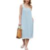 Ekouaer Nightgowns for Women Sleeveless Night Gown Victorian Sleep Shirt with Pockets Ladies Pjs Lace Trim Sleepwear S-XXL(Light Blue)