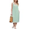 Ekouaer Nightgowns for Women Sleeveless Night Gown Victorian Sleep Shirt with Pockets Ladies Pjs Lace Trim Sleepwear S-XXL(Light Green)