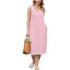 Ekouaer Nightgowns for Women Sleeveless Night Gown Victorian Sleep Shirt with Pockets Ladies Pjs Lace Trim Sleepwear S-XXL(Pink)