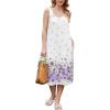 Ekouaer Nightgowns for Women Sleeveless Night Gown Victorian Sleep Shirt with Pockets Ladies Pjs Lace Trim Sleepwear S-XXL(Watercolor Flowers-purple)