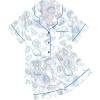 Ekouaer Womens Silk Satin Pajama Sets Soft Short Sleeve Button Down Sleepwear Top and Shorts 2 Piece Pjs Lounge Set(White Blue Seashells)