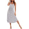 Ekouaer Women’s Sleeveless Nightgown Long Nightgowns for Women Full Slip Soft Nightshirt Wide Strap Sleepwear Lounge Dresses(Grey Star)