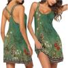 Ekouaer Women’s V Neck Sleeveless Nightgown(Green Flower)