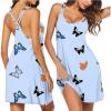 Ekouaer Women’s V Neck Sleeveless Nightgown(Light Blue Butterfly)