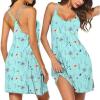 Ekouaer Women’s V Neck Sleeveless Nightgown(Light Blue Floral)