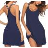Ekouaer Women’s V Neck Sleeveless Nightgown(Navy Blue)