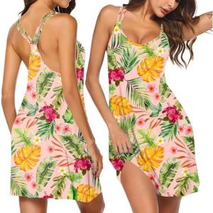 Ekouaer Women’s V Neck Sleeveless Nightgown(Plants and Flowers)