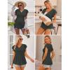 Ekouaer Maternity Shirts 3 Packs Flying Short Sleeve Nursing Tops Pregnancy Clothes(Black+dark Army Green+beige(3pcs))