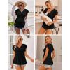 Ekouaer Maternity Shirts 3 Packs Flying Short Sleeve Nursing Tops Pregnancy Clothes(Black+grey+floral White(3pcs))