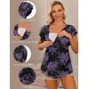 Ekouaer Maternity Shirts 3 Packs Flying Short Sleeve Nursing Tops Pregnancy Clothes(Gray Purple Red+gray-green+floral Black(3pcs))