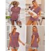 Ekouaer Maternity Shirts 3 Packs Flying Short Sleeve Nursing Tops Pregnancy Clothes(Gray Purple Red+gray-green+floral Black(3pcs))