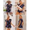 Ekouaer Maternity Shirts 3 Packs Flying Short Sleeve Nursing Tops Pregnancy Clothes(Gray Purple Red+gray-green+floral Black(3pcs))