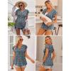 Ekouaer Maternity Shirts 3 Packs Flying Short Sleeve Nursing Tops Pregnancy Clothes(Grey+black+floral Blue-1(3pcs))