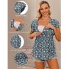 Ekouaer Maternity Shirts 3 Packs Flying Short Sleeve Nursing Tops Pregnancy Clothes(Grey+black+floral Blue-1(3pcs))