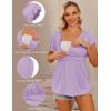 Ekouaer Maternity Shirts 3 Packs Flying Short Sleeve Nursing Tops Pregnancy Clothes(Light Purple+black+dark Blue(3pcs))