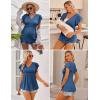 Ekouaer Maternity Shirts 3 Packs Flying Short Sleeve Nursing Tops Pregnancy Clothes(Light Purple+black+dark Blue(3pcs))