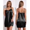 Ekouaer Women’s Satin Robe Set Lace Sexy Lingerie Robe Wedding Nightgown 2pcs Cami Bride Party Silk Pajamas Set(Black)