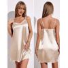 Ekouaer Women’s Satin Robe Set Lace Sexy Lingerie Robe Wedding Nightgown 2pcs Cami Bride Party Silk Pajamas Set(Champagne)